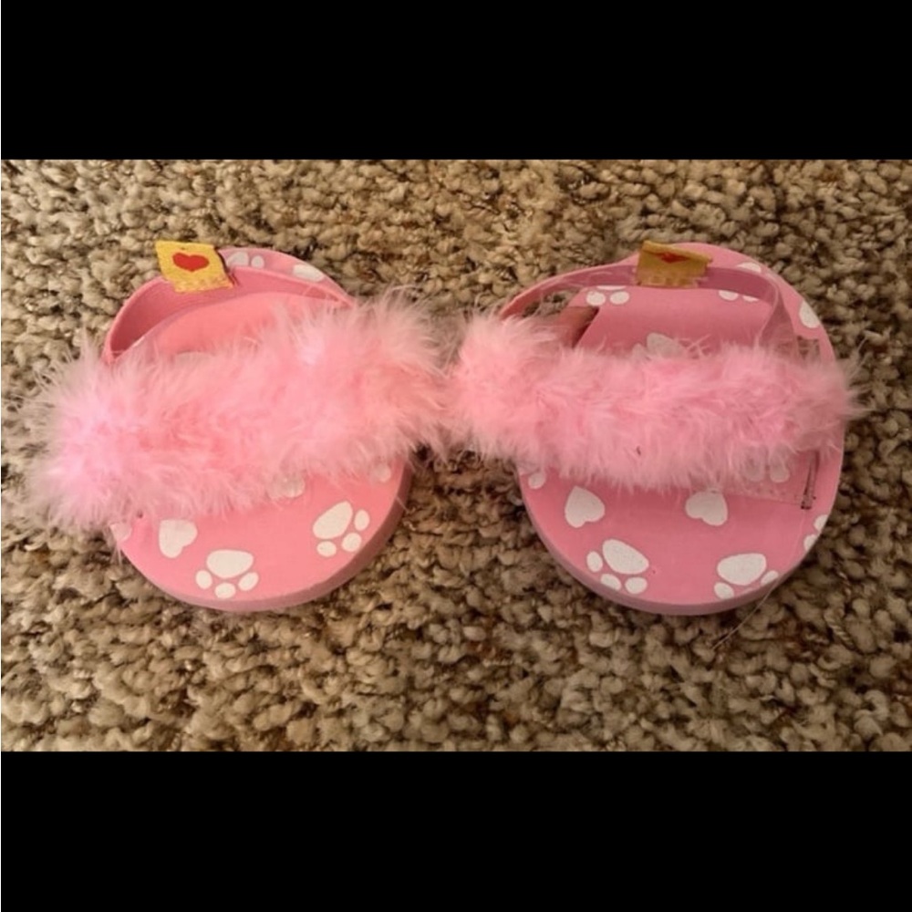BABW Build-A-Bear Workshop Pink Feather Slippers Vintage